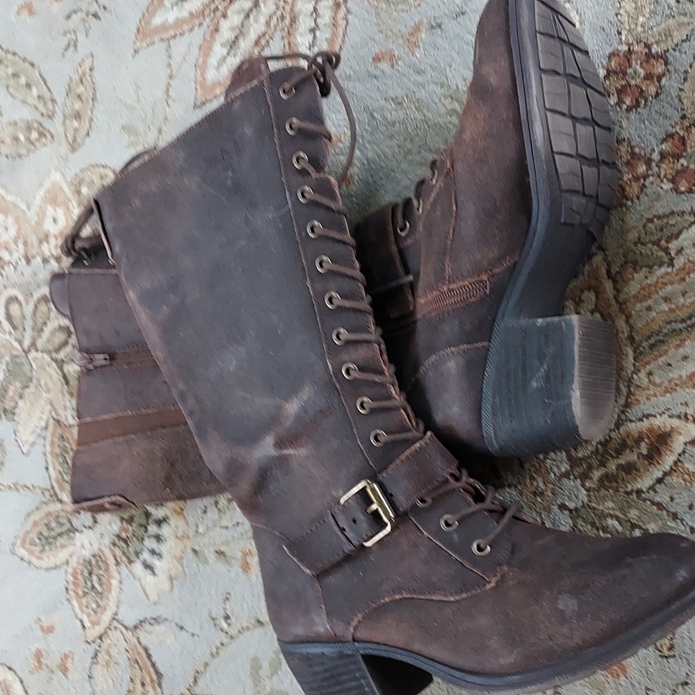 Leather Rockport knee high boots 7.5 lace up